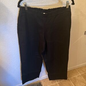 Eileen Fisher black wide leg loose fit 100% linen trouser pants size small